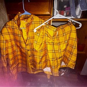 Yellow Plaid Jacket and Skirt Set